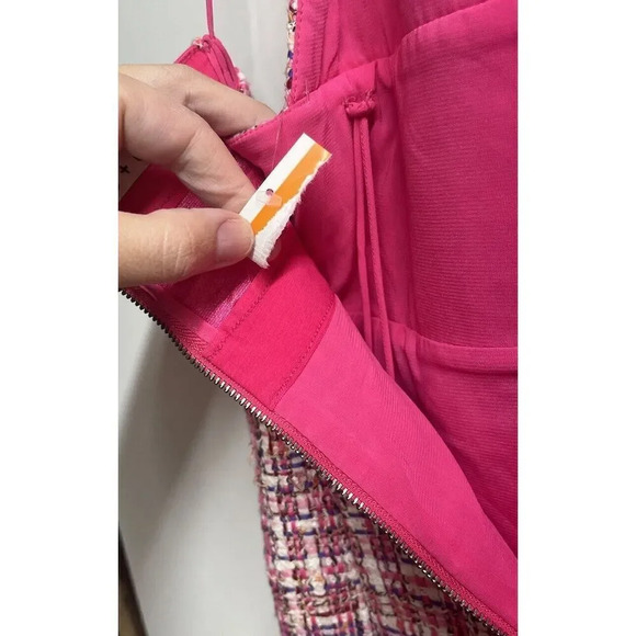 Alice + Olivia NEW Women's Carli Tweed Minidress Size 14 In Pink Designer - Picture 11 of 14